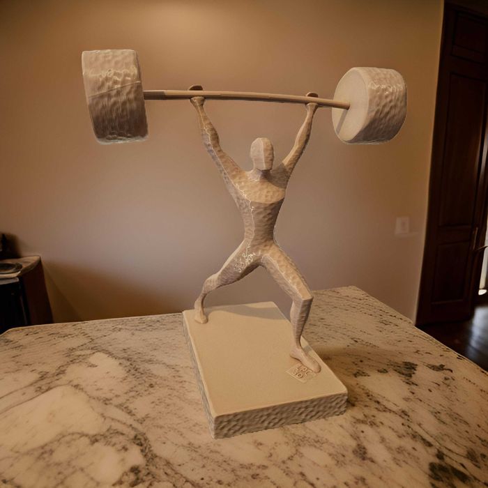 Escultura Decorativa 3D - Halterofilista Estilizado - Montijo