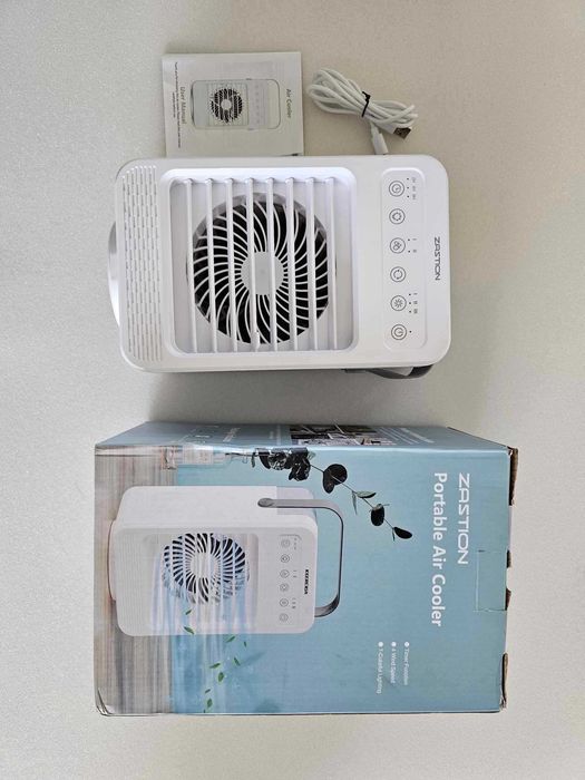 ZASTION Klimatyzator przenośny mini wentylator LED, obrotowy 4w1