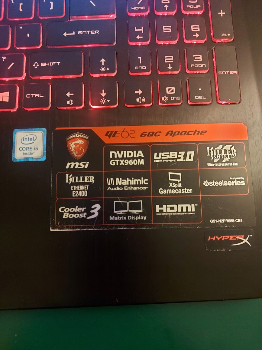 Laptop gamingowy MSI GE62 68C Apache