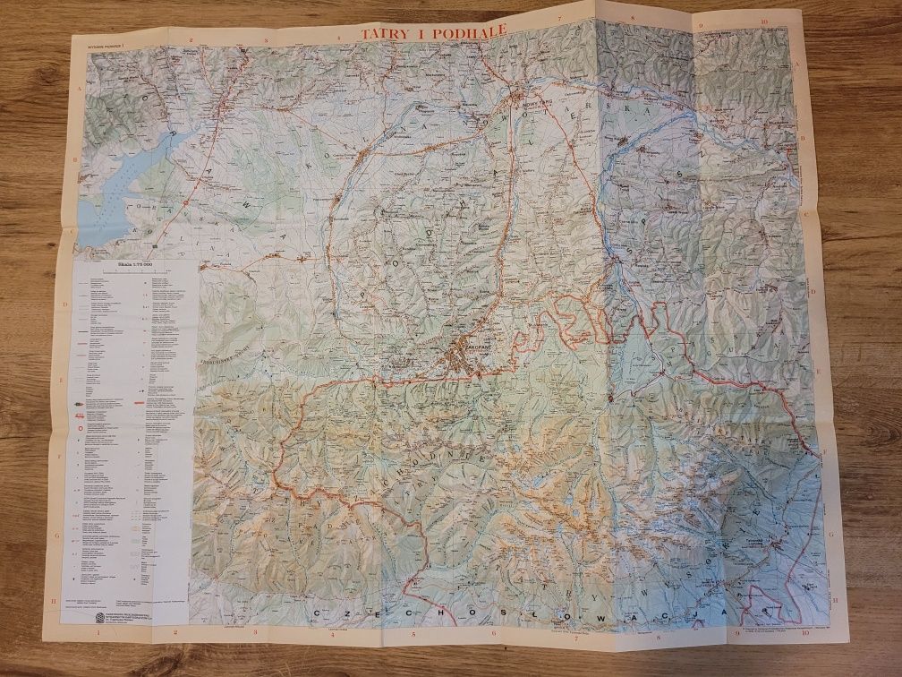 Mapa turystyczna Tatry i Podhale - 1990 rok