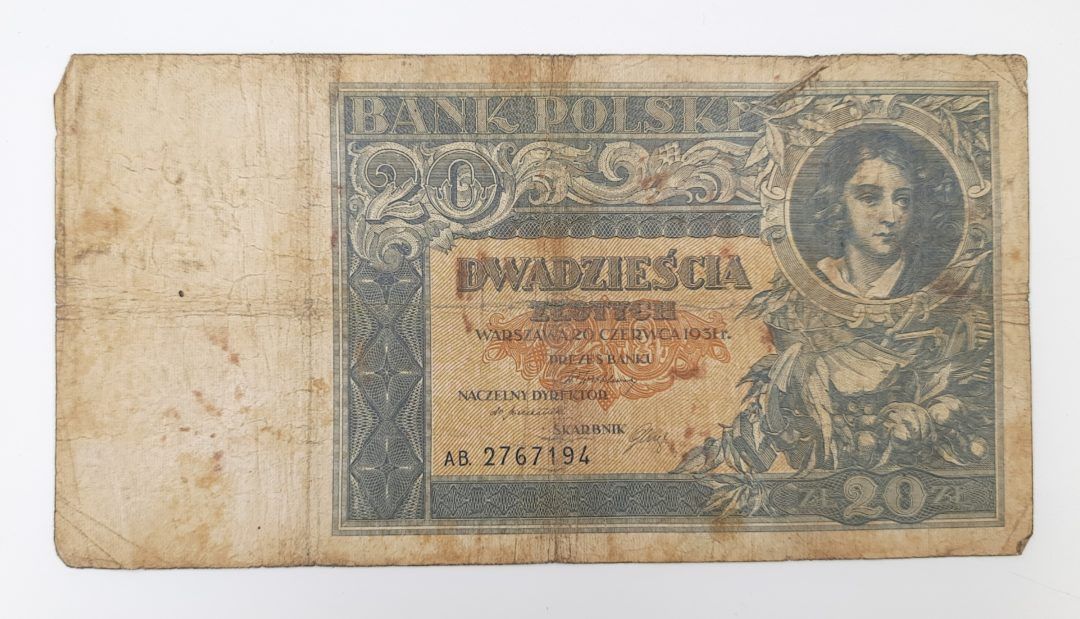 Stary Banknot kolekcjonerski Polska 20 zł 1931