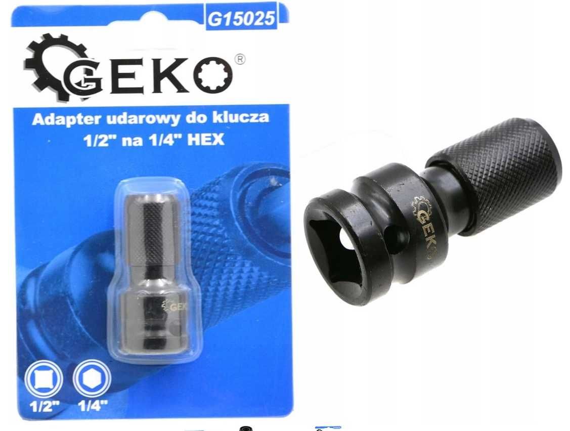 Adapter do klucza udarowego - przejściówka z 1/2" kwadrat na 1/4" HEX