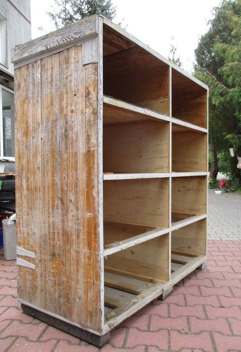 Drewniany Regał Szafka Warsztatowa PRL