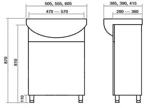 Нова тумба в комплекті з раковиною (умивальником). Кольоровий корпус.