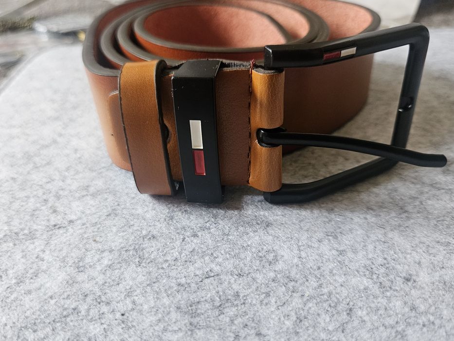 Nowy solidny pasek skórzany metalowa klamra 125 cm