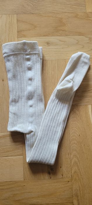 Rajstopy H&M 74/80/86 wełniane, kremowe, ecru, białe