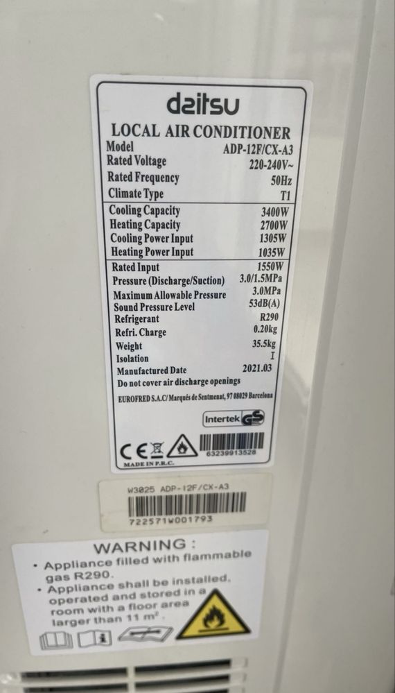 Vendo ar condicionado portátil DAITSU