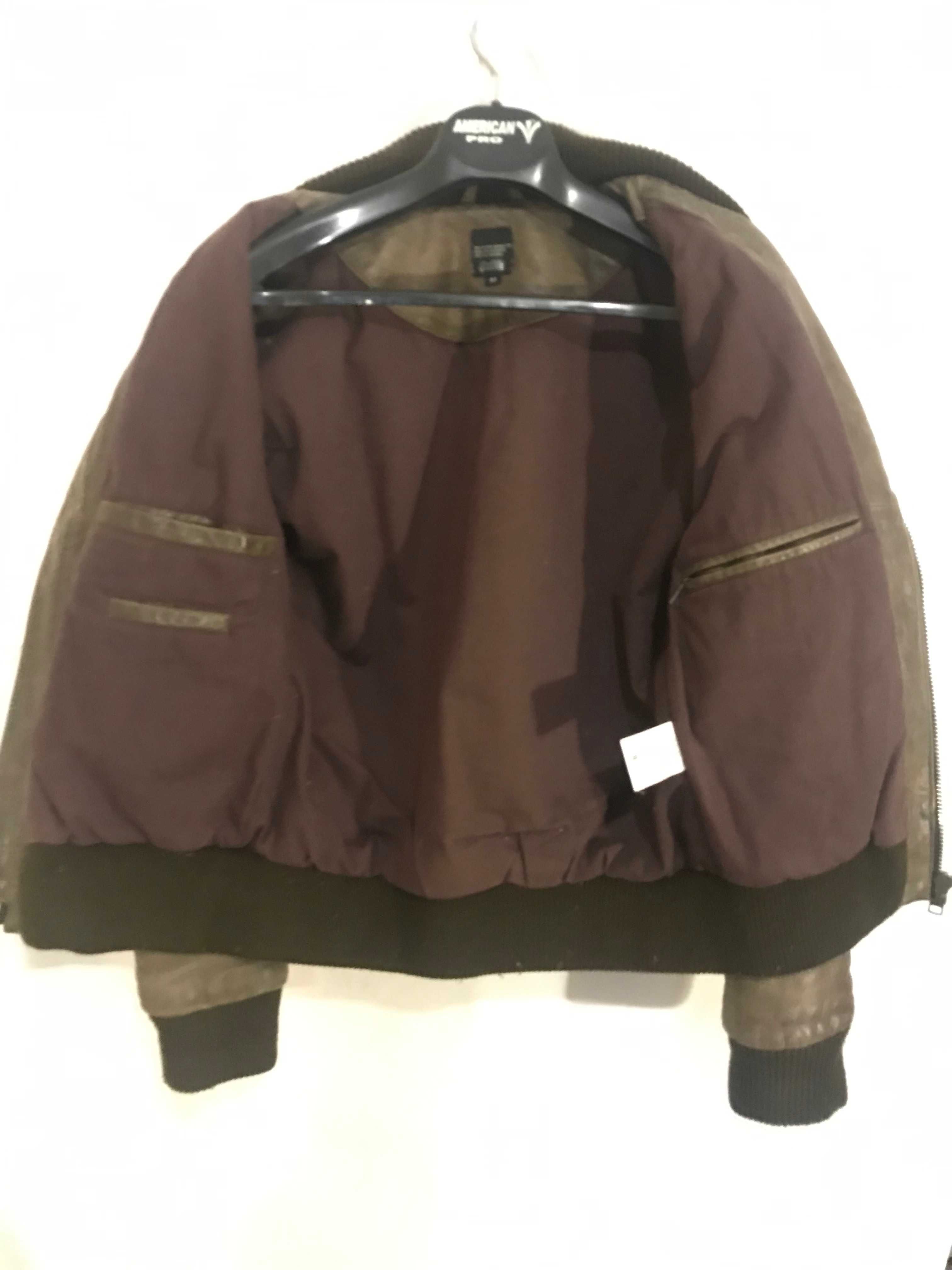 Куртка бомбер кожаннаяTDK.р48(коричневая)