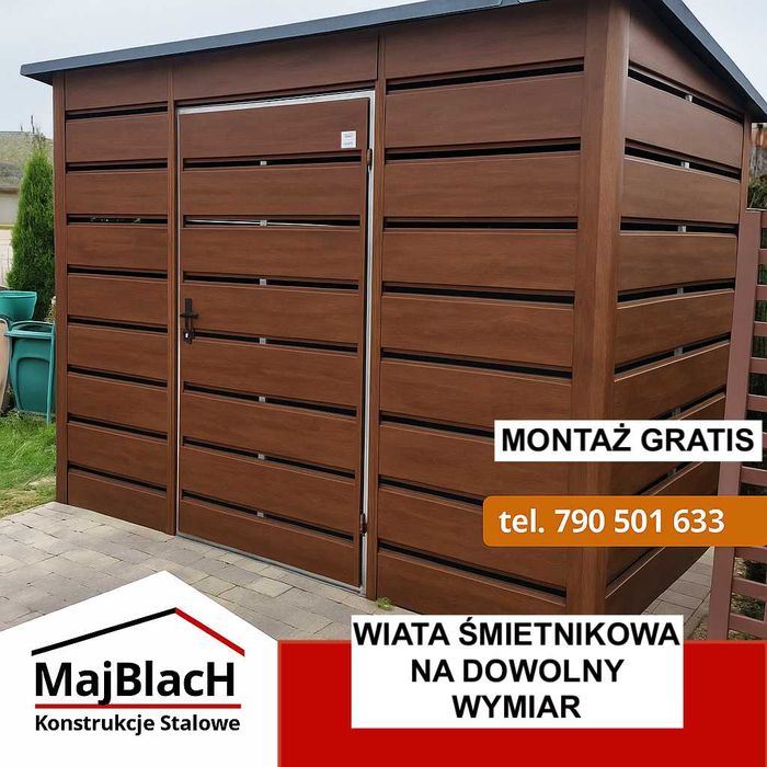 Wiata śmietnikowa|Altana na śmieci/ZADASZENIE/Garaże Garaż – Maj-Blach