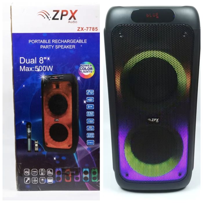 Акустика ZX-ZPX 50 Вт, блютуз, радио, микрофон, колонка переносная.