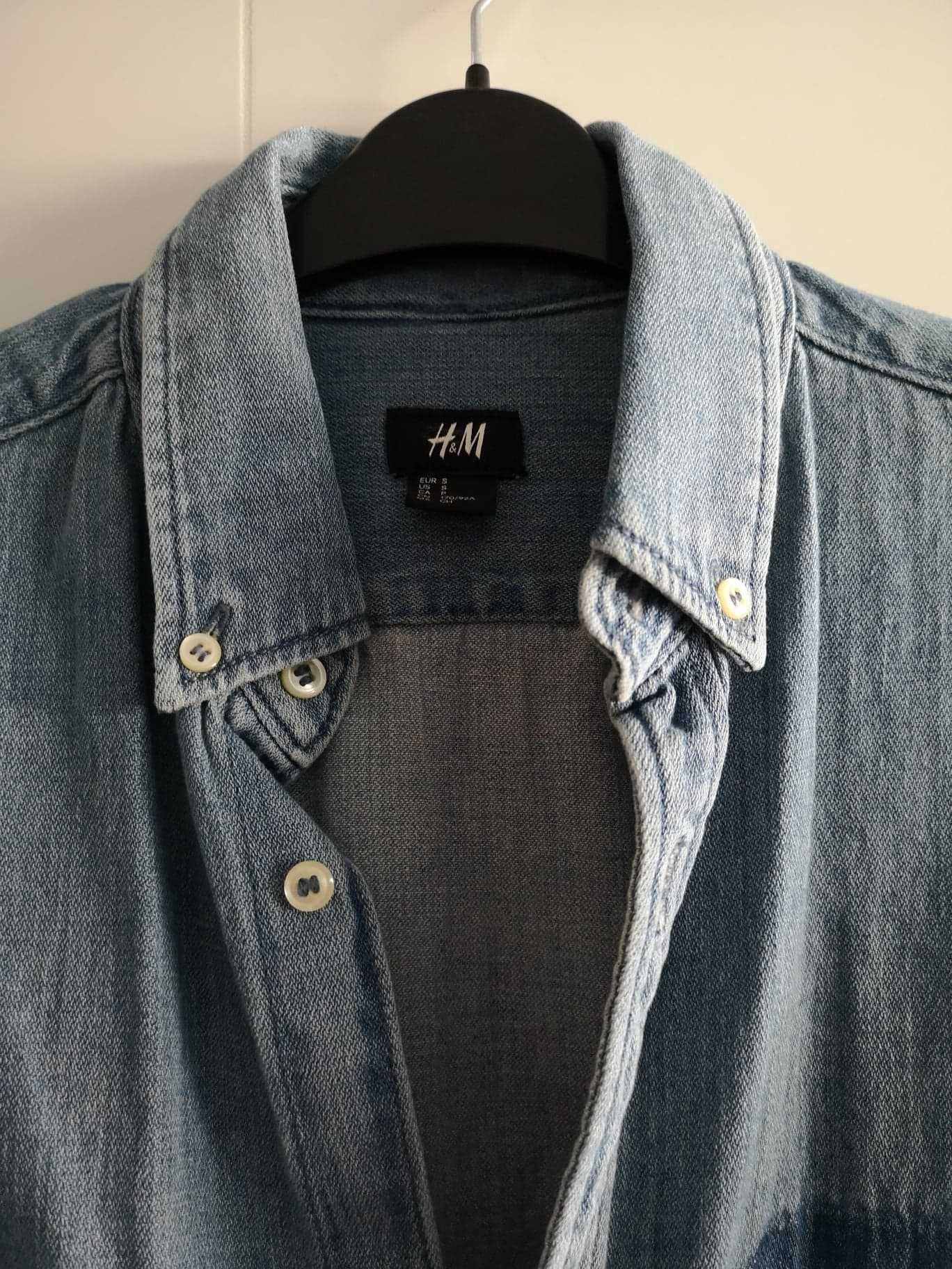Nowa męska koszula jeansowa jasny jeans długi rękaw H&M rozmiar S