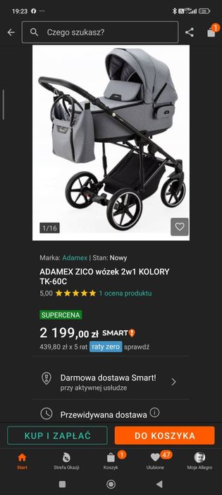 Wózek Adamex Zico + fotelik Cosmo Smart