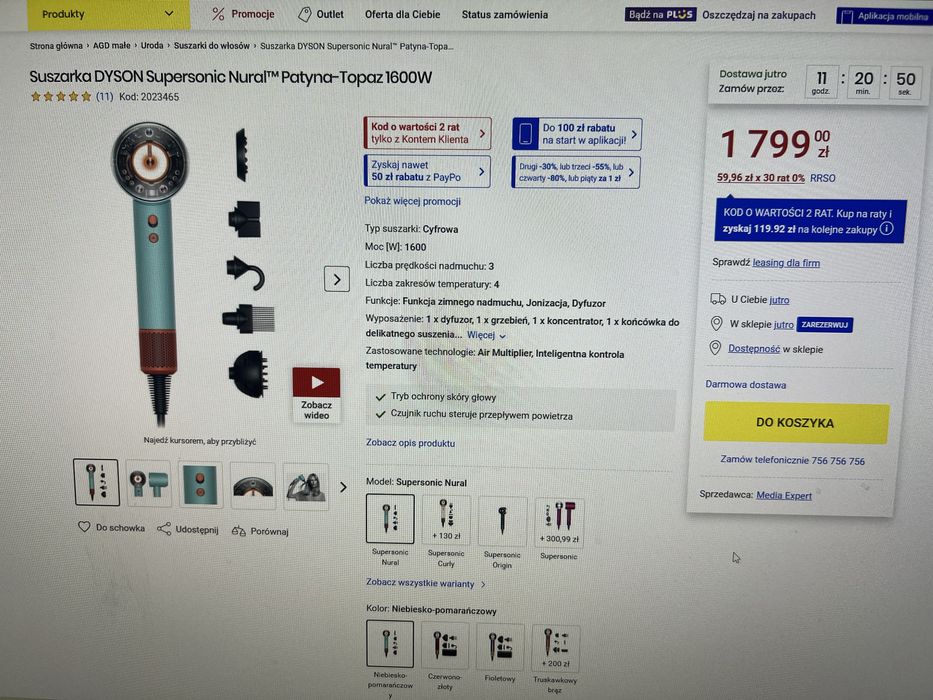 Suszarka DYSON Supersonic Nural™ Patyna-Topaz 1600W