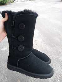 Угги UGG черные высокие с 3 пуговицами 36 (bailey button triplet)