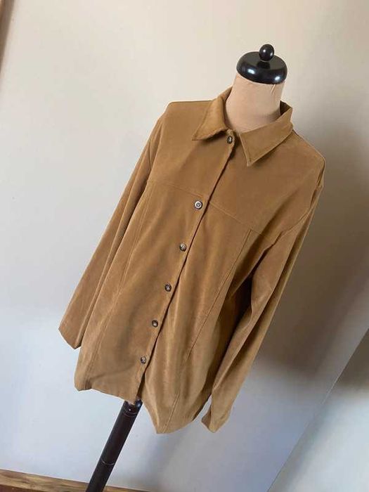 Xxxl zamszowa kurtka cienka real vintage +size karmel braz eko zamsz