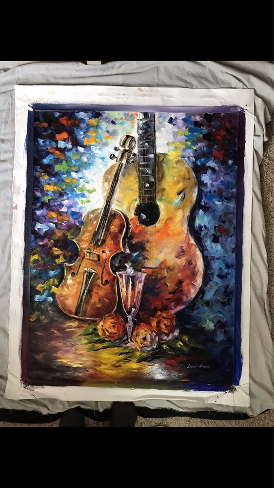 Leonid Afremov - Romantic guitar and violin Original with COA