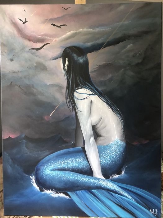 Obraz recznie malowany syrena