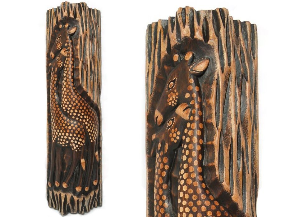 Rzeźba Maska Gekon z Muszlami Drewno - Rękodzieło 50cm