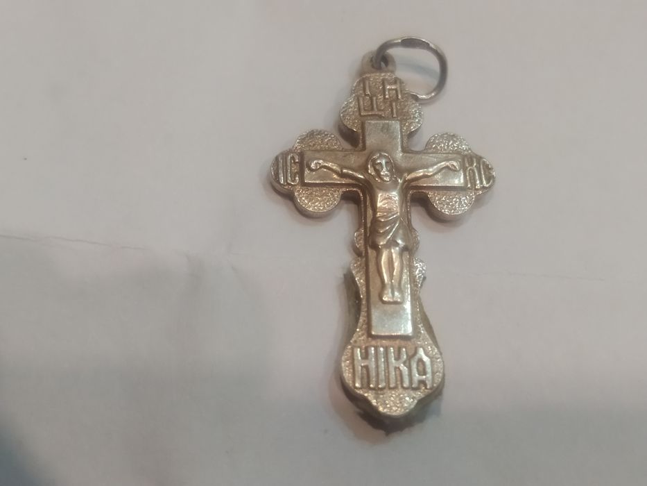 Хрестик срібний з позолотою