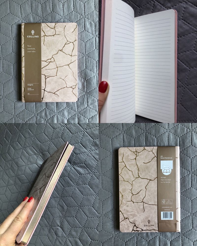477. Nowy zeszyt/ruled notebook Collins. A5. Pudrowy róż ze złotem