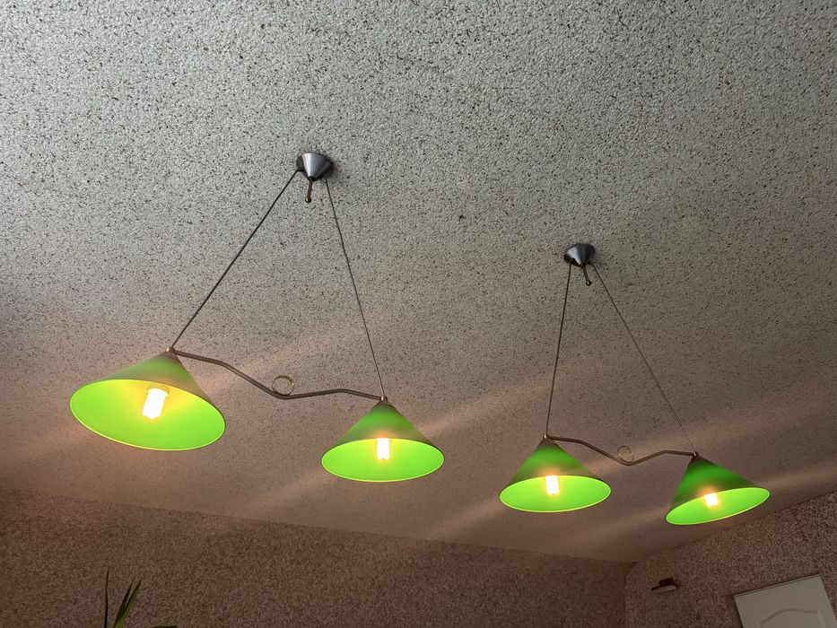 Lampa wisząca nad bilard lub stół klubowa barowa zielona długa klosze