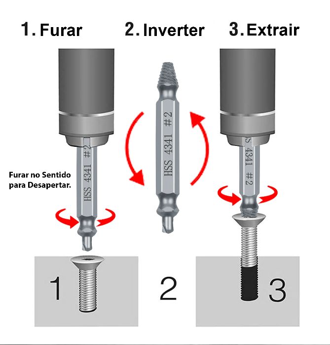 Kit de 6 Acessórios/Brocas Extratores de Parafusos (NOVO)