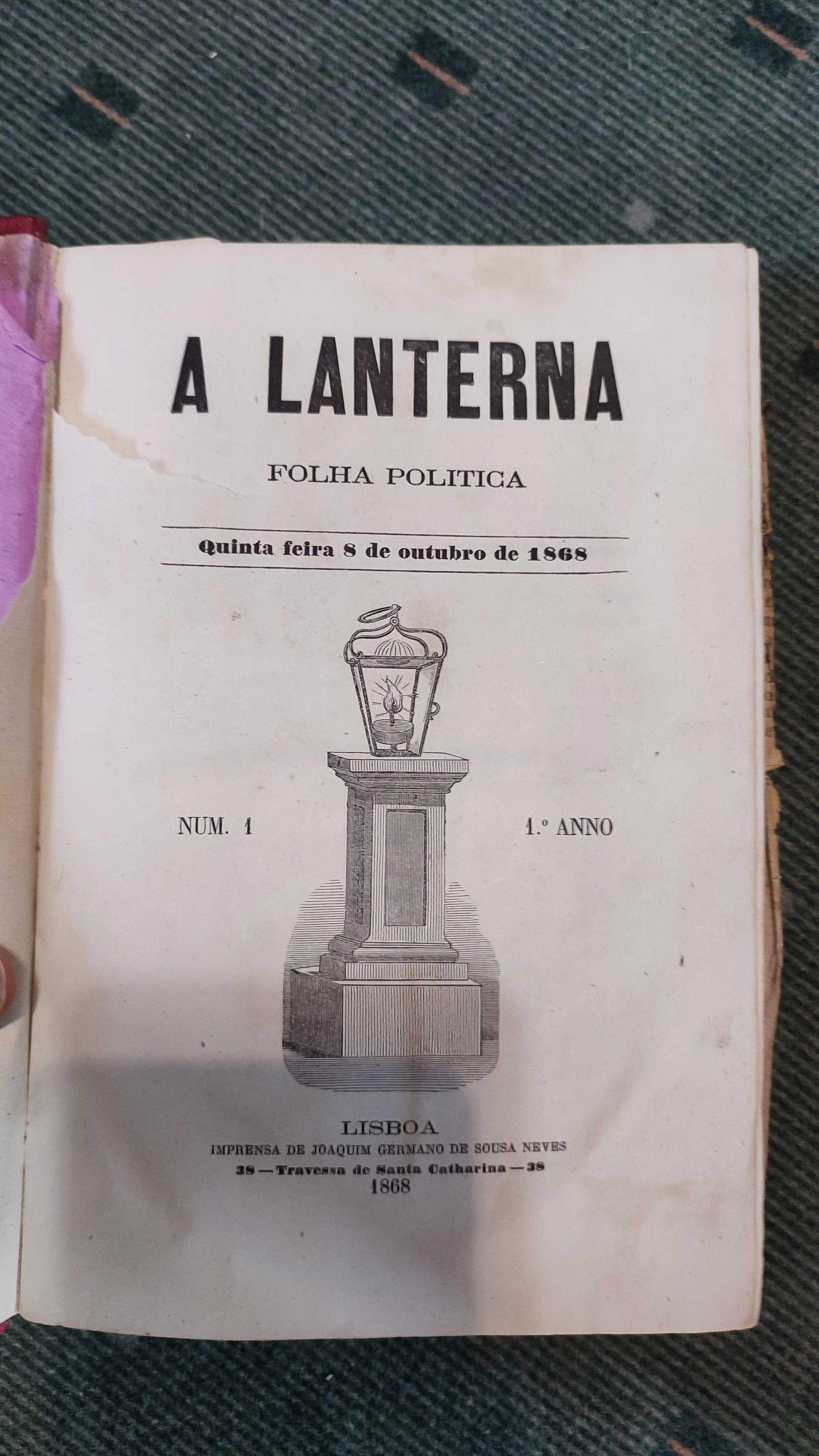 A Lanterna -Publicação Republicana - 9 volumes (1868 a 1873)