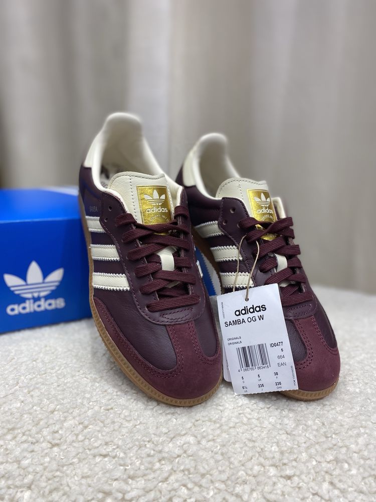 Оригінальні Кросівки Adidas Samba OG Maroon Gold Mettalic ID0477