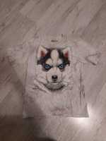 The Mountain koszulka T-shirt husky pies biała szara siwa S M