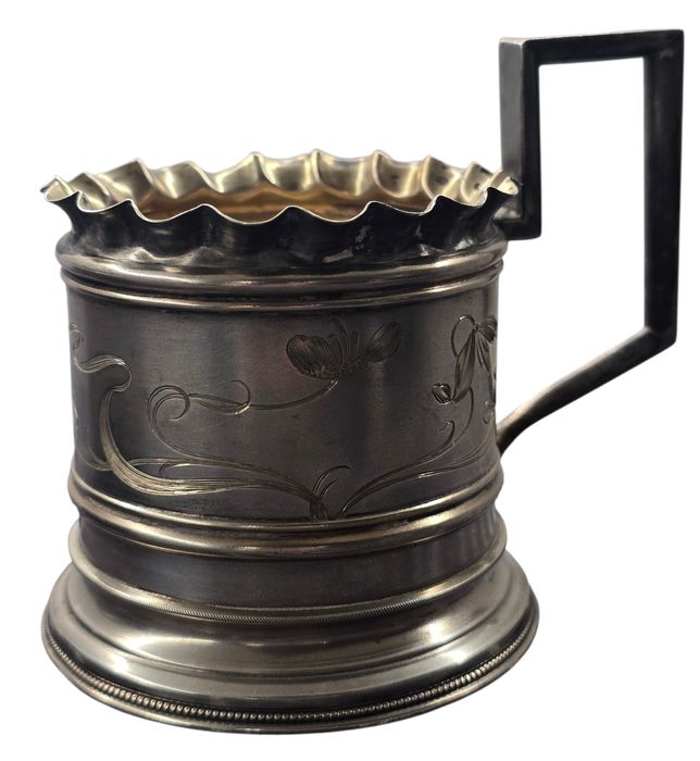 Podstakannik,Srebro próby 84, secesja, początek XX wieku,Rosja