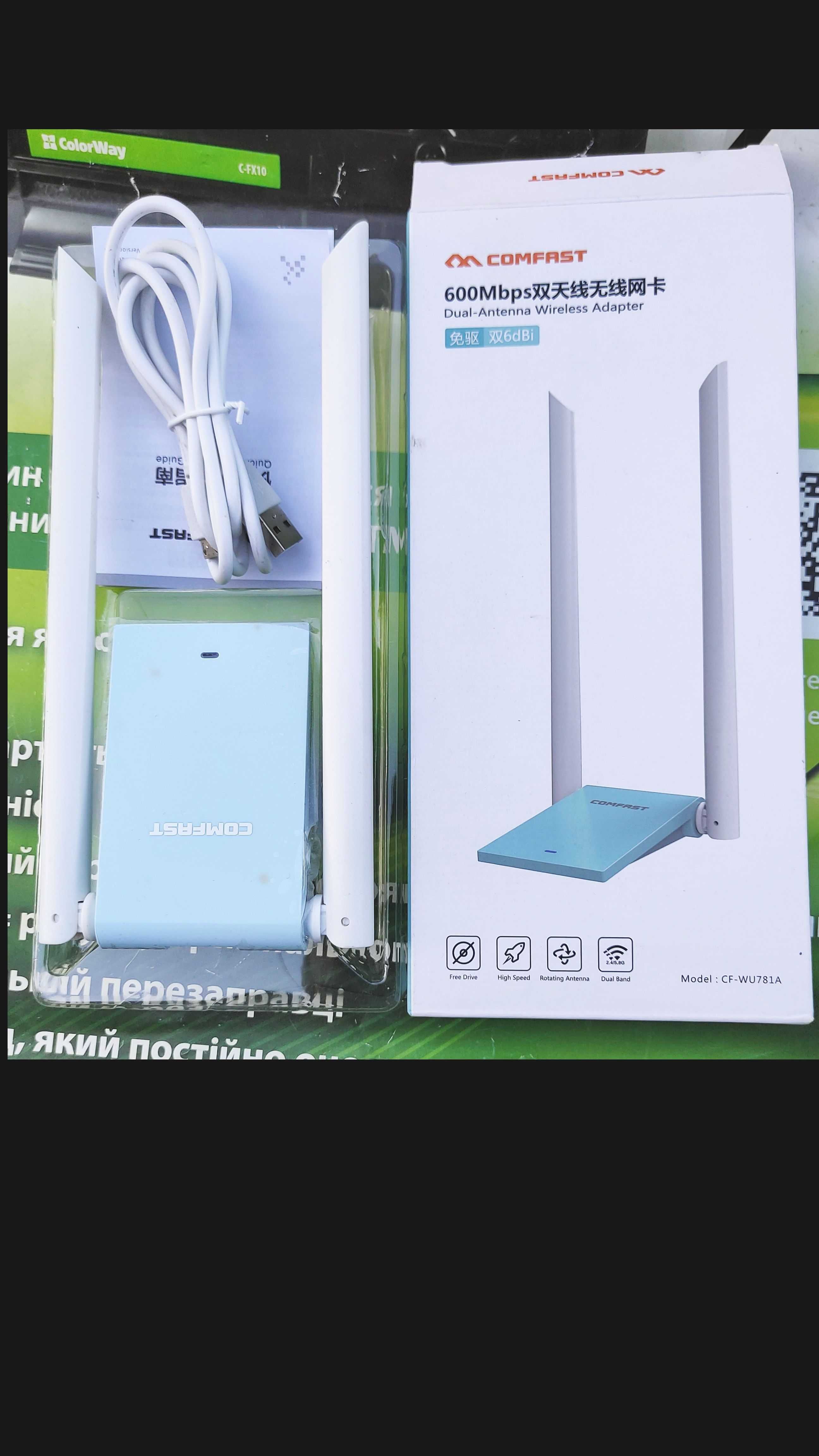 Мощный беспроводной USB-адаптер COMFAST CF-WU781A 600Мбит/с