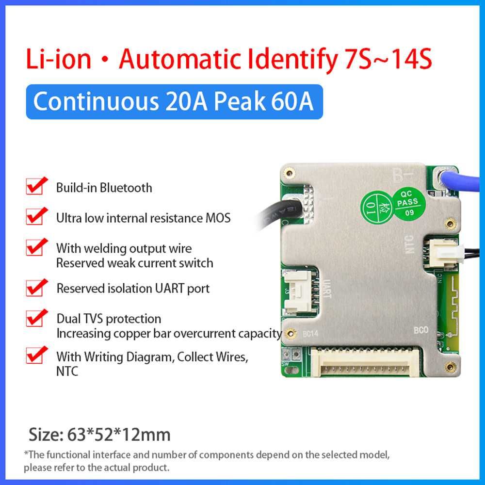 SMART BMS JBD Balanser z Bluetooth Li-ion 7s-14s 24v-48V 20-50A
