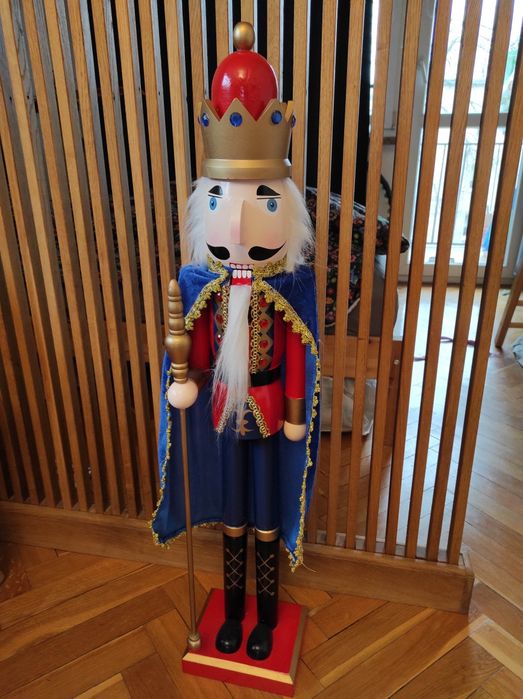 Dziadek do orzechów z drewna duży drewniany, 90 cm