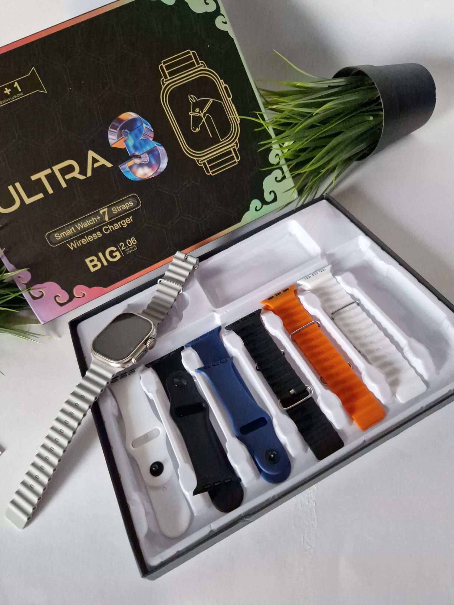 Smartwatch ultra 3, 7 pasków.