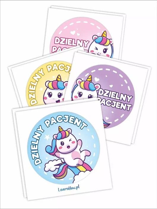 Naklejki Dzielny pacjent - Jednorożce 40mm 60szt. LearnHow