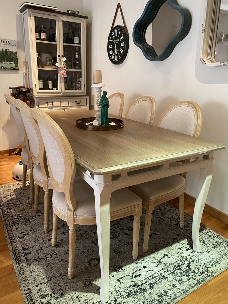 Mesa e cadeiras vintage / retro - conjunto sala jantar 6 pessoas