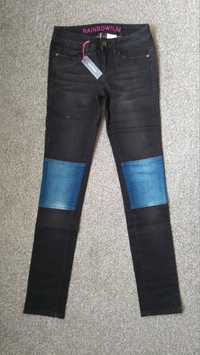 NOWE spodnie modne jeansy rurki Rainbow 32 obwód pasa 70 cm-77 cm