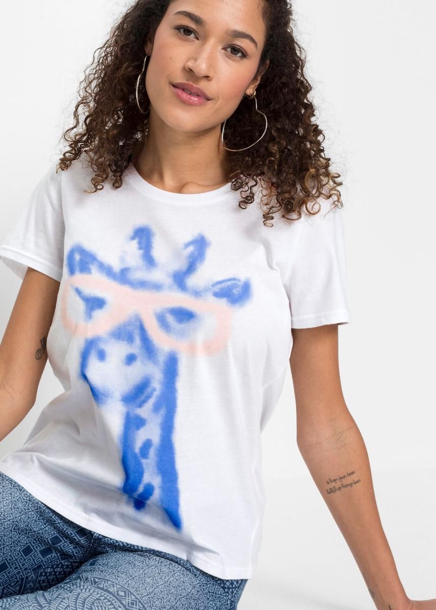 bonprix t-shirt z nadrukiem żyrafa 40-42
