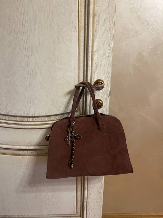 Замшева шоколадна сумка