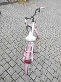 Rower f młodzieżowy różowo bialy