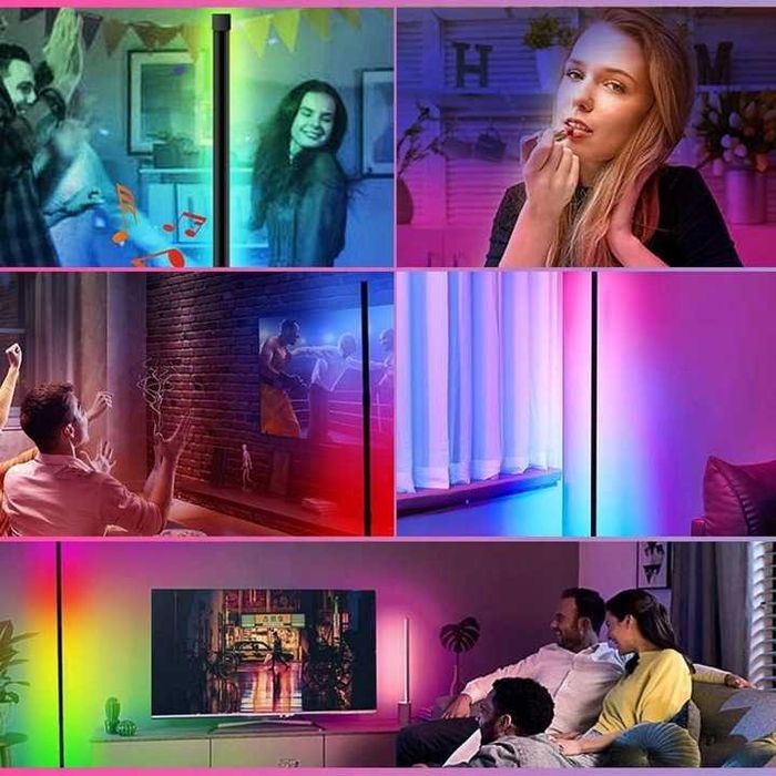 Lampa LED Narożna RGB Stojąca Podłogowa PILOT APKA 140 CM