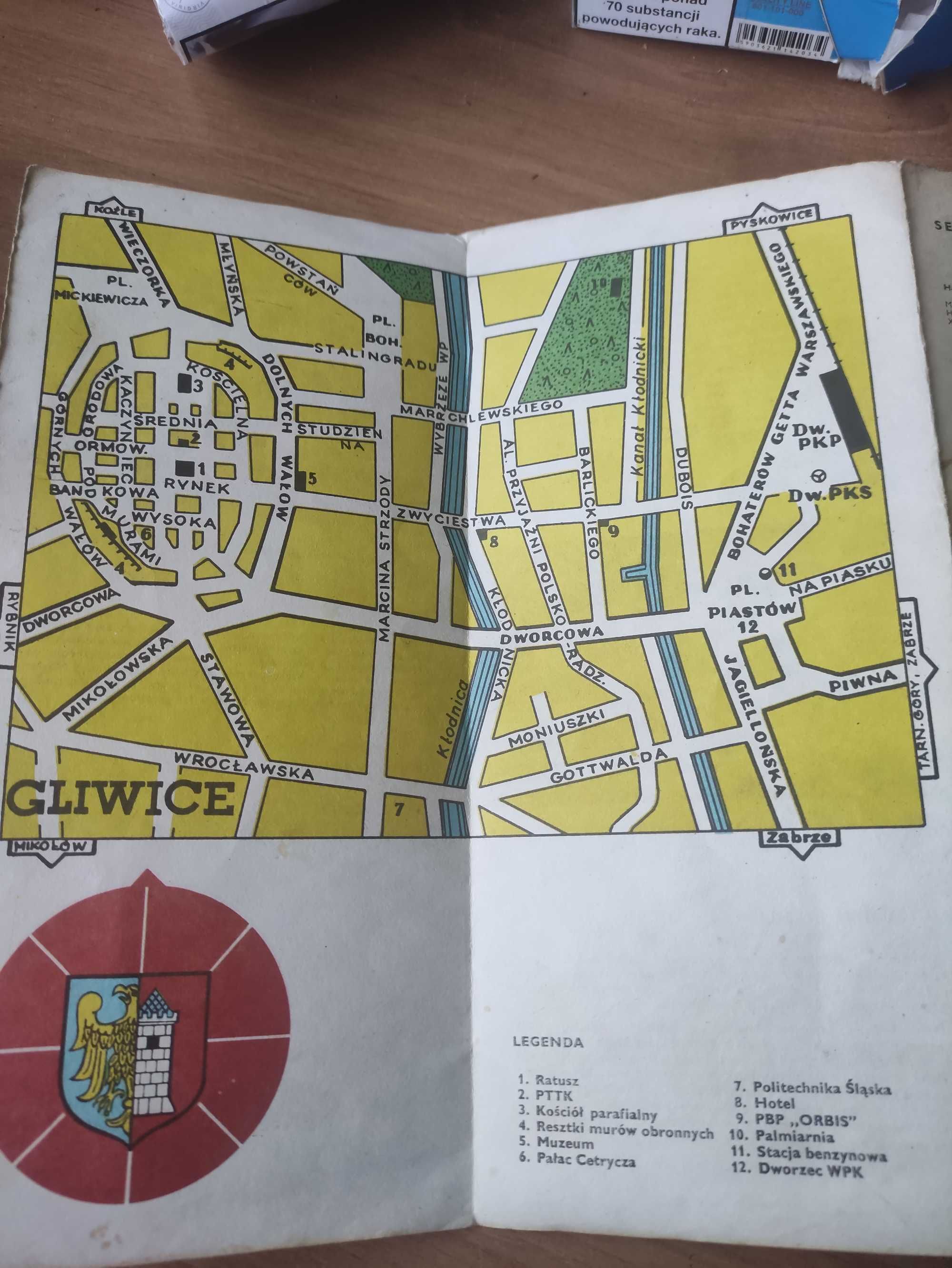 Mapa, plan miasta Gliwice