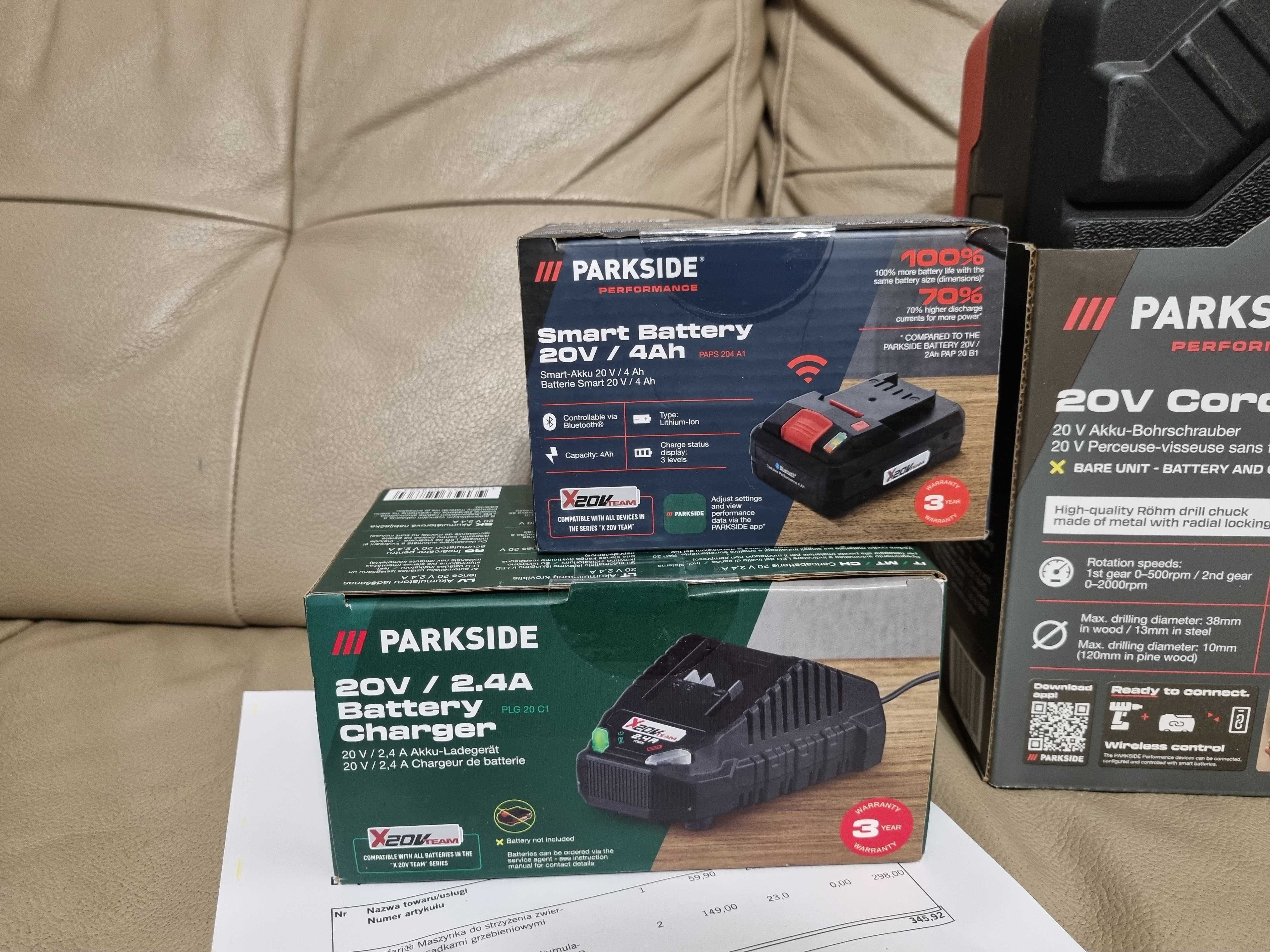 Wkrętarka Parkside Performance PABS 20Li C4 + Bateria 4AH Smart + Ład.