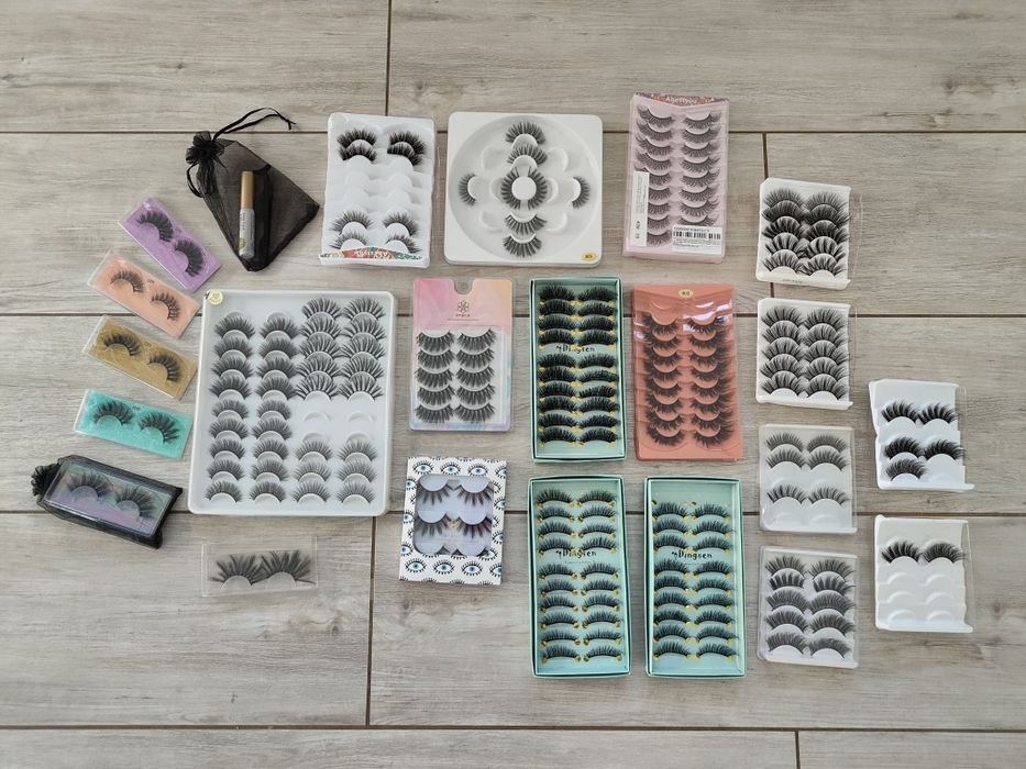 Ogromny zestaw różnych modeli sztucznych rzęs + klej + aplikator