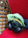 Kask Budowlany Ochronny Nauszniki Słuchawki Okulary ochronne pilarz