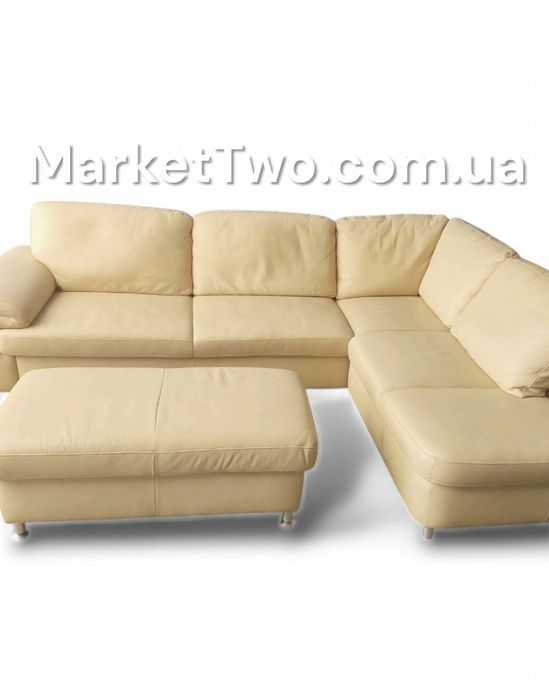 Кожаный, шкіряний кутовий диван+пуф (280303)