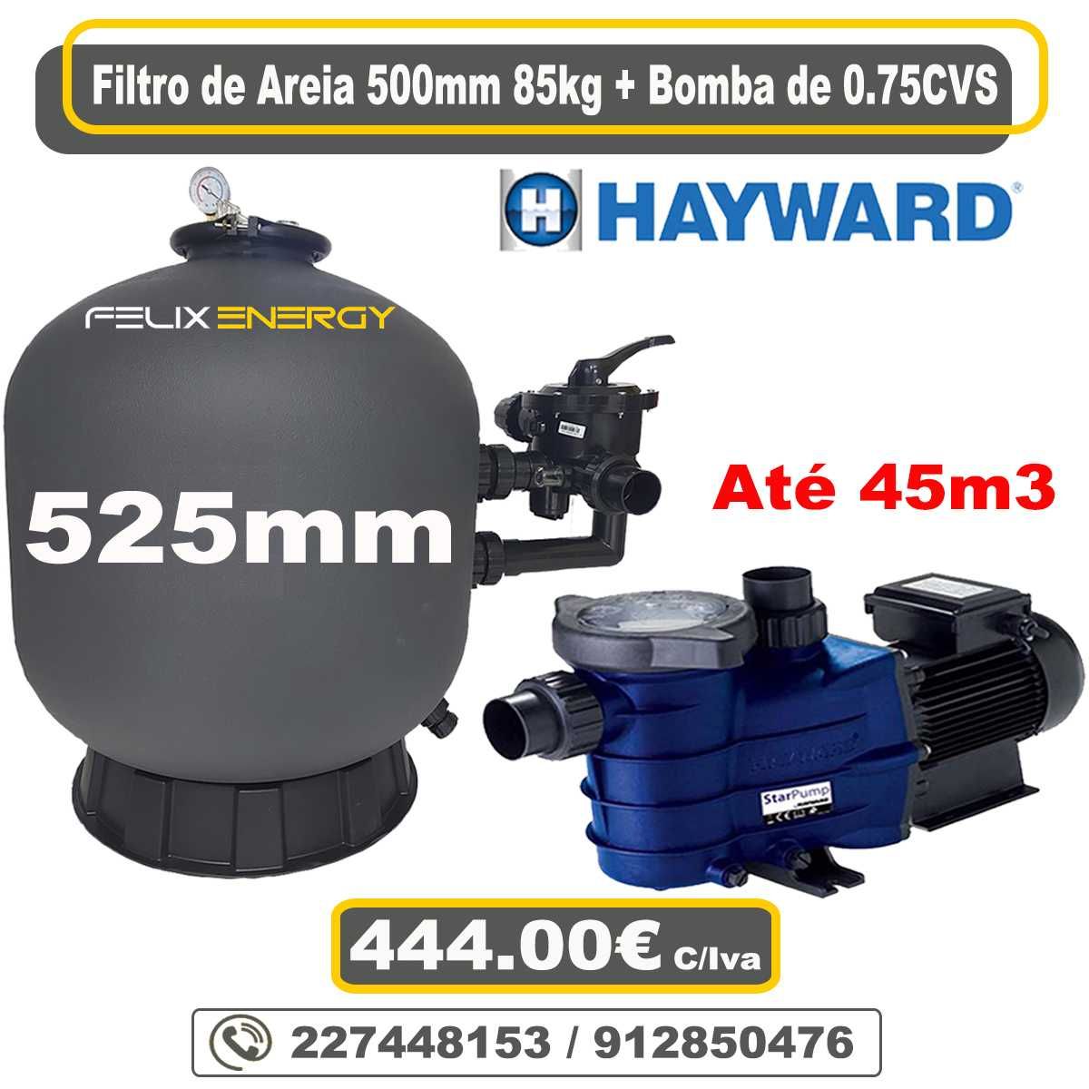 Bomba de Piscina 0.75cvs + Filtro 85Kg de Areia -- Piscinas até 45m3