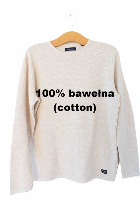 Sweter vintage bawełna Jack&Jones beżowy damski męski unisex