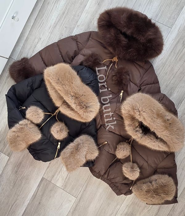 Najnowszy model softy bomberka mega futro obszycie pompony lis jenot