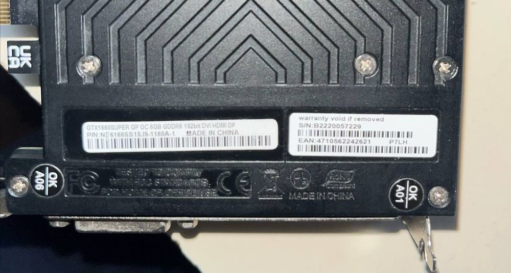 Palit GTX 1660 super 6 gb